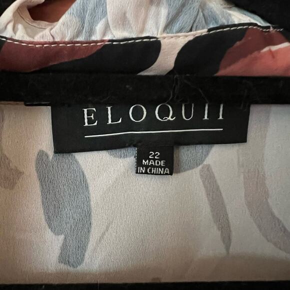 Eloquii Panthera SZ 22 Silky Animal Print Blouse Career Work Office Ruffle - Picture 5 of 8